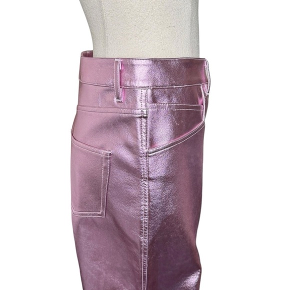 NWT ALIX NYC Jay Vegan Leather Straight-Leg Pants in Pink Size: 8 - Picture 16 of 17